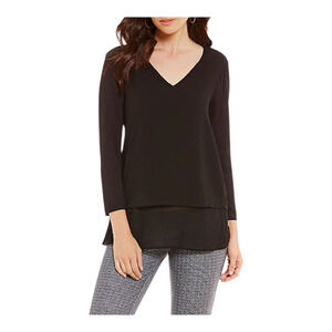 MICHAEL Michael Kors Top Mixed Media V-neck Tunic